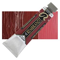 Rembrandt Artists' Oil Color - Permanent Madder Deep, 40 ml tube and swatch