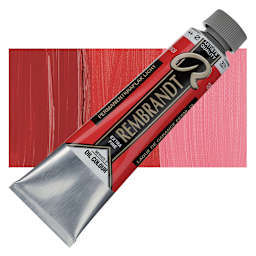 Rembrandt Artists' Oil Color - Permanent Madder Light, 40 ml tube and swatch