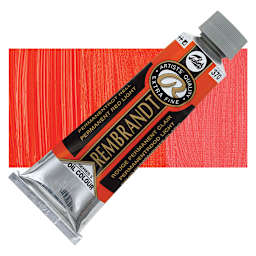 Rembrandt Artists' Oil Color - Permanent Red Light, 150 ml tube and swatch