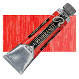 Rembrandt Artists' Oil Color - Permanent Red Medium, 40 ml tube and swatch