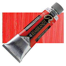 Rembrandt Artists' Oil Color - Permanent Red Medium, 150 ml tube and swatch