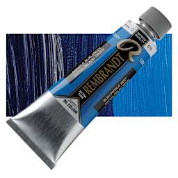 Rembrandt Artists' Oil Color - Phthalo Blue Greenish, 150 ml tube and swatch