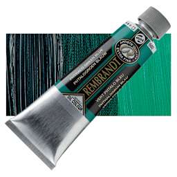 Rembrandt Artists' Oil Color - Phthalo Green Blue, 150 ml tube and swatch