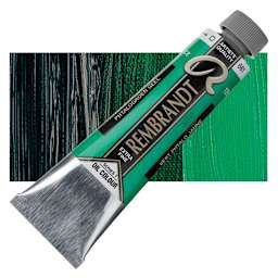 Rembrandt Artists' Oil Color - Phthalo Green Yellow, 40 ml tube and swatch