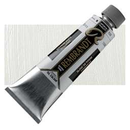 Rembrandt Artists' Oil Color - Titanium White (Safflower), 150 ml tube and swatch