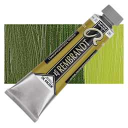 Rembrandt Artists' Oil Color - Transparent Yellow Green, 40 ml tube and swatch