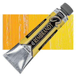 Rembrandt Artists' Oil Color - Transparent Yellow Medium, 40 ml tube and swatch