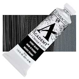 Grumbacher Academy Oil Color - Ivory Black, 37 ml tube and swatch