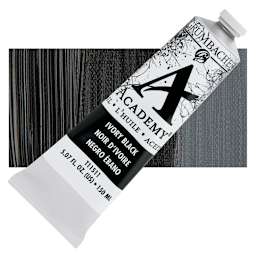 Grumbacher Academy Oil Color - Ivory Black, 150 ml tube and swatch