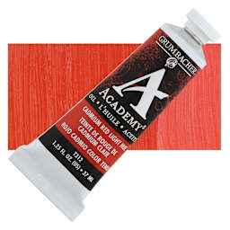 Grumbacher Academy Oil Color - Cadmium Red Light Hue, 37 ml tube and swatch