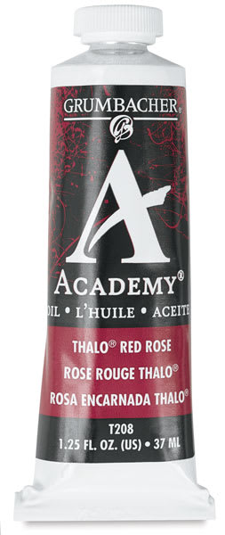 Grumbacher Academy Oil Colors - Single 37 ml Thalo Red Rose tube shown upright
