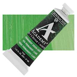 Grumbacher Academy Oil Color - Permanent Green Light, 37 ml tube and swatch