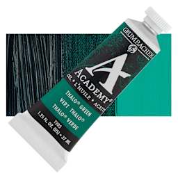 Grumbacher Academy Oil Color - Thalo Green (Blue Shade), 37 ml tube and swatch