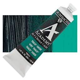 Grumbacher Academy Oil Color - Thalo Green (Blue Shade), 150 ml tube and swatch