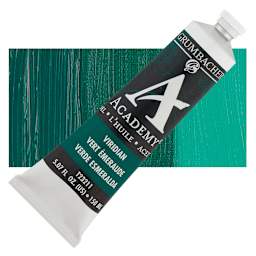 Grumbacher Academy Oil Color - Viridian Hue, 150 ml tube and swatch