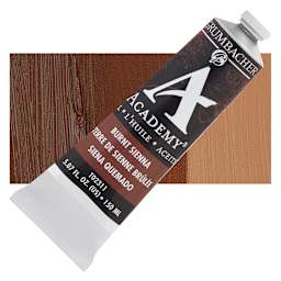 Grumbacher Academy Oil Color - Burnt Sienna, 150 ml tube and swatch