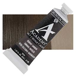 Grumbacher Academy Oil Color - Burnt Umber, 37 ml tube and swatch
