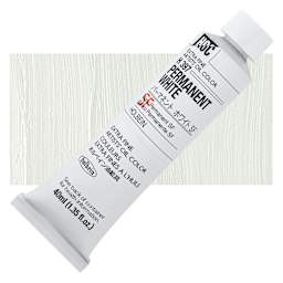 Holbein Artists' Oil Color - Permanent White SF, 40 ml tube and swatch