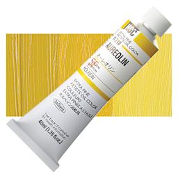 Holbein Artists' Oil Color - Aureolin, 40 ml tube and swatch