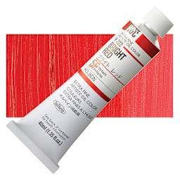 Holbein Artists' Oil Color - Bright Red, 40 ml tube and swatch