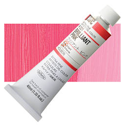 Holbein Artists' Oil Color - Brilliant Pink, 40 ml tube and swatch