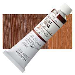 Holbein Artists' Oil Color - Burnt Sienna, 40 ml tube and swatch