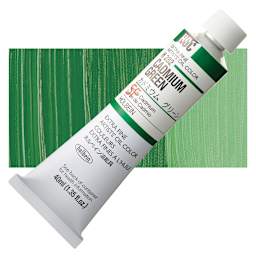 Holbein Artists' Oil Color - Cadmium Green, 40 ml tube and swatch