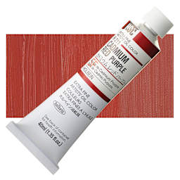 Holbein Artists' Oil Color - Cadmium Red Purple, 40 ml tube and swatch