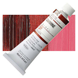 Holbein Artists' Oil Color - Carmine, 40 ml tube and swatch