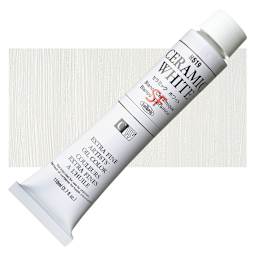 Holbein Artists' Oil Color - Ceramic White, 110 ml tube and swatch