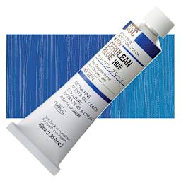 Holbein Artists' Oil Color - Cerulean Blue Hue, 40 ml tube and swatch