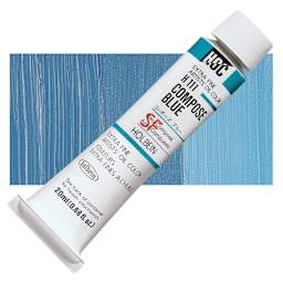 Holbein Artists' Oil Color - Compose Blue, 20 ml tube and swatch