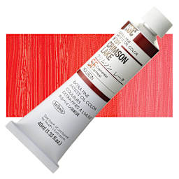 Holbein Artists' Oil Color - Crimson Lake, 40 ml tube and swatch