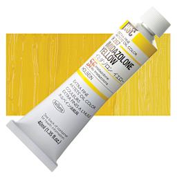 Holbein Artists' Oil Color - Imidazolone Yellow, 40 ml tube and swatch