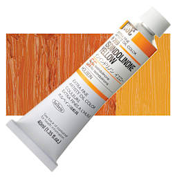 Holbein Artists' Oil Color - Isoindolinone Yellow, 40 ml tube and swatch