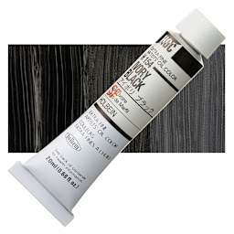 Holbein Artists' Oil Color - Ivory Black, 20 ml tube and swatch