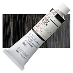 Holbein Artists' Oil Color - Ivory Black, 40 ml tube and swatch