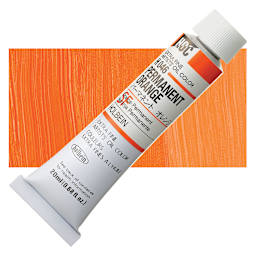 Holbein Artists' Oil Color - Permanent Orange, 20 ml tube and swatch