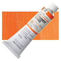 Holbein Artists' Oil Color - Permanent Orange, 40 ml tube and swatch