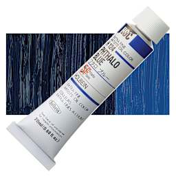 Holbein Artists' Oil Color - Phthalo Blue, 20 ml tube and swatch