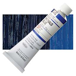 Holbein Artists' Oil Color - Phthalo Blue, 40 ml tube and swatch