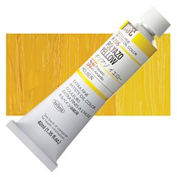 Holbein Artists' Oil Color - Polyazo Yellow, 40 ml tube and swatch