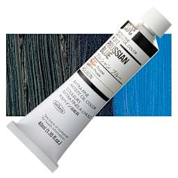 Holbein Artists' Oil Color - Prussian Blue, 40 ml tube and swatch