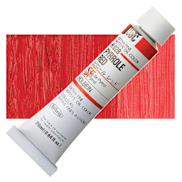 Holbein Artists' Oil Color - Pyrrole Red, 20 ml tube and swatch