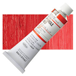 Holbein Artists' Oil Color - Pyrrole Red, 40 ml tube and swatch