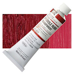 Holbein Artists' Oil Color - Pyrrole Rubin Transparent, 40 ml tube and swatch