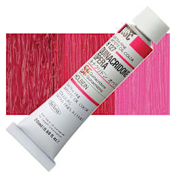 Holbein Artists' Oil Color - Quinacridone Opera, 20 ml tube and swatch