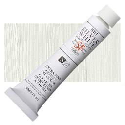 Holbein Artists' Oil Color - Silver White, 50 ml tube and swatch