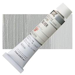 Holbein Artists' Oil Color - Silver, 20 ml tube and swatch