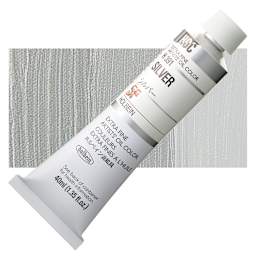 Holbein Artists' Oil Color - Silver, 40 ml tube and swatch
